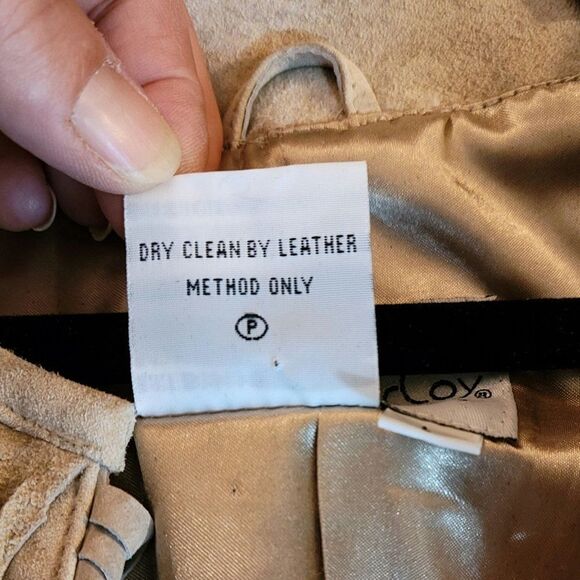 Vtg 80's Pamela McCoy Native American Fringed Leather Shacket Jacket Tan Sz L - Picture 14 of 15